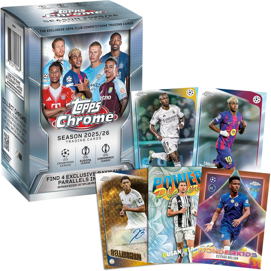 Topps Chrome UEFA Club Competitions 2025/26 Blaster Box Trading Cards Calcio