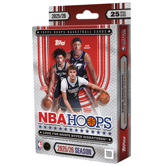 Topps NBA Hoops 2025 / 2026 Hanger Box Carte Basket Collezionabili Ufficiali