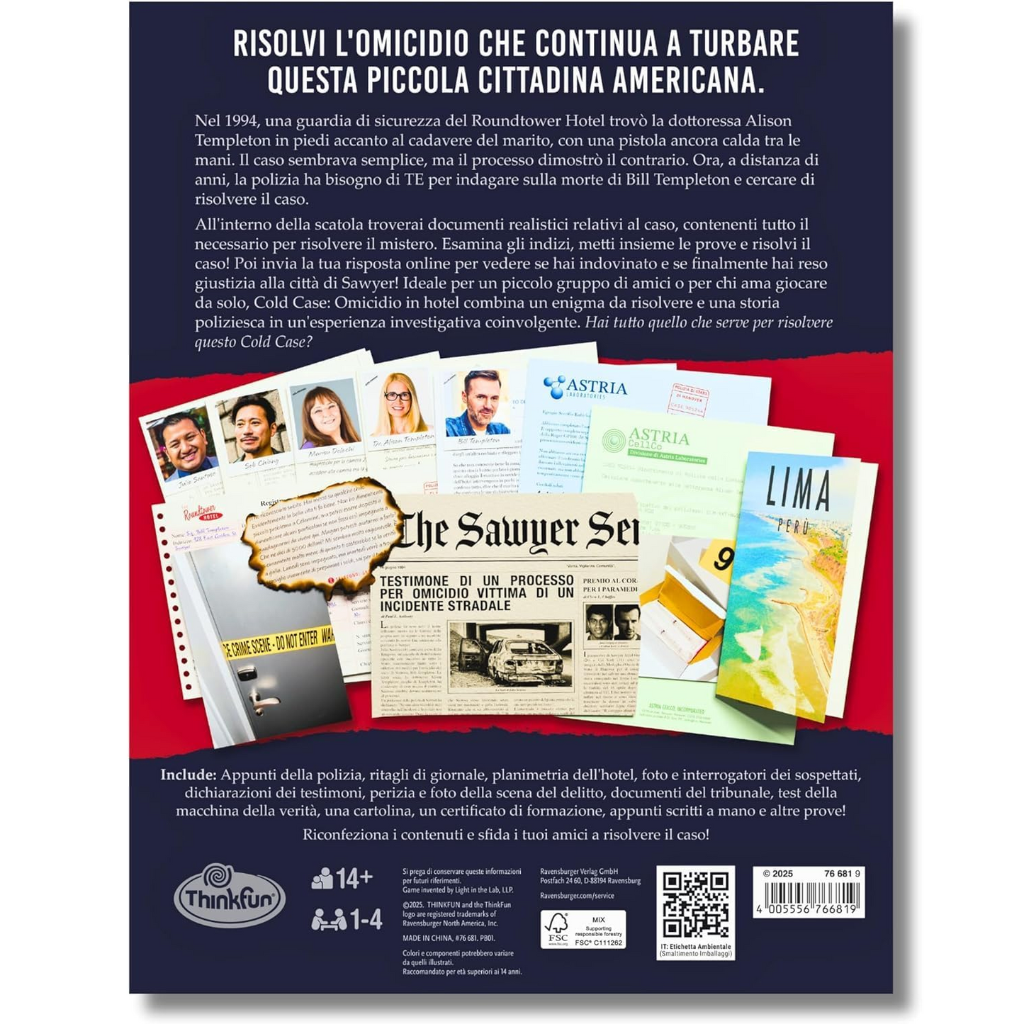 Ravensburger Cold Case 5: Check In Per Un Omicidio Gioco Investigativo Da Tavolo