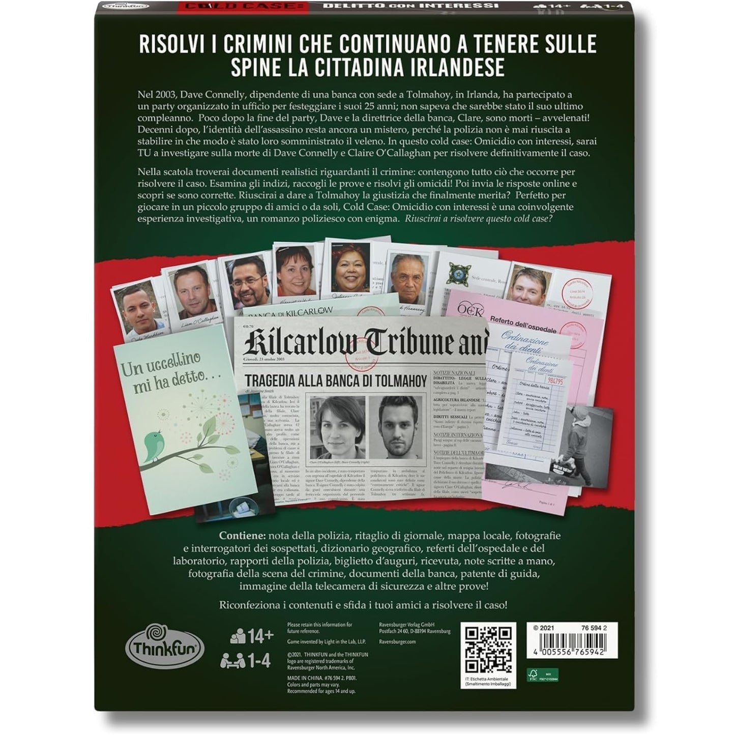 Ravensburger Cold Case 3: Delitto Con Interessi Gioco Investigativo Da Tavolo