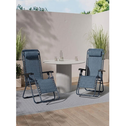 Sedia Sdraio da Giardino Pieghevole Poltrona Reclinabile Zero Gravity Relax Salvaspazio Tessuto in Textilene (Blue)