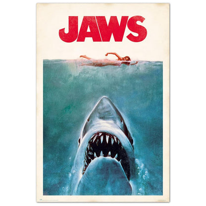 Maxi Poster Locandina Film - Jaws  (Lo Squalo) TV Cinema Cult Arte Incorniciabile Animation da Pub Casa Ufficio Locanda Nerd 91x61 cm