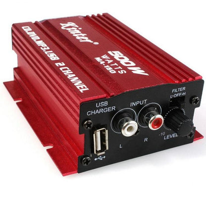 Mini Amplificatore Stereo A 2 Canali Auto 500W 12V Usb Sd Mp3 Fm Impianto Audio