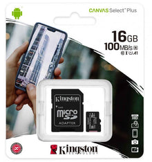 Kingston Micro Sd 16Gb + Adattatore Canvas Plus Sdcs2 Classe 10 100Mb/S