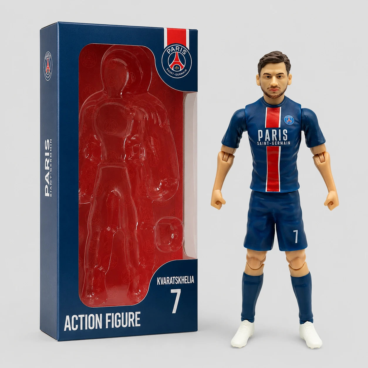 Sockers - Paris Saint-Germain (Kvaratskhelia) PSG Action Figure Football/Calcio Statuetta da Collezione 20cm