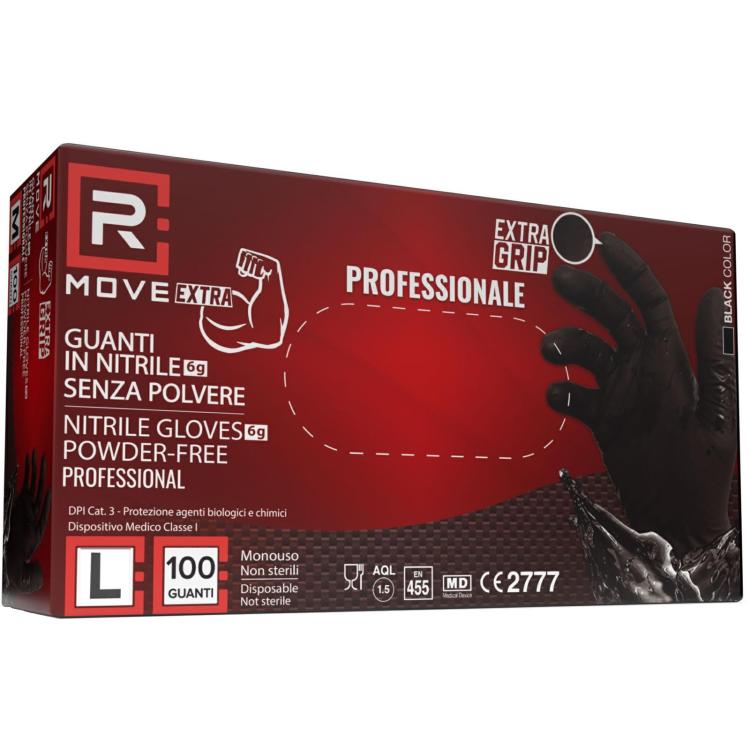 Guanti In Nitrile Monouso 100Pz Ultra Resistenti Lavoro Industria Meccanici Tg.L