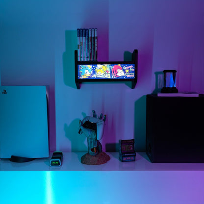 Sonic th Hedgehog - Lampada Arcade (GAME ON) USB o Ricaricabile con Mensola da parete per Giochi o Console da Arcade, Luce d'Atmosfera, Regali per giocatori per camera Gaming, accessori per l'installazione di giochi, Gamer Gadget, Merchandise