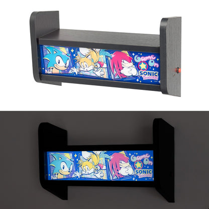 Sonic th Hedgehog - Lampada Arcade (GAME ON) USB o Ricaricabile con Mensola da parete per Giochi o Console da Arcade, Luce d'Atmosfera, Regali per giocatori per camera Gaming, accessori per l'installazione di giochi, Gamer Gadget, Merchandise