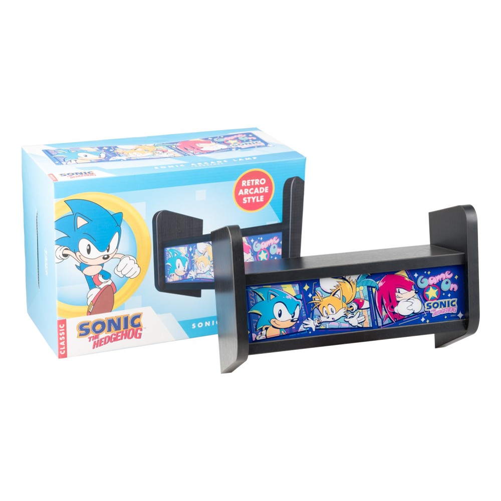 Sonic th Hedgehog - Lampada Arcade (GAME ON) USB o Ricaricabile con Mensola da parete per Giochi o Console da Arcade, Luce d'Atmosfera, Regali per giocatori per camera Gaming, accessori per l'installazione di giochi, Gamer Gadget, Merchandise