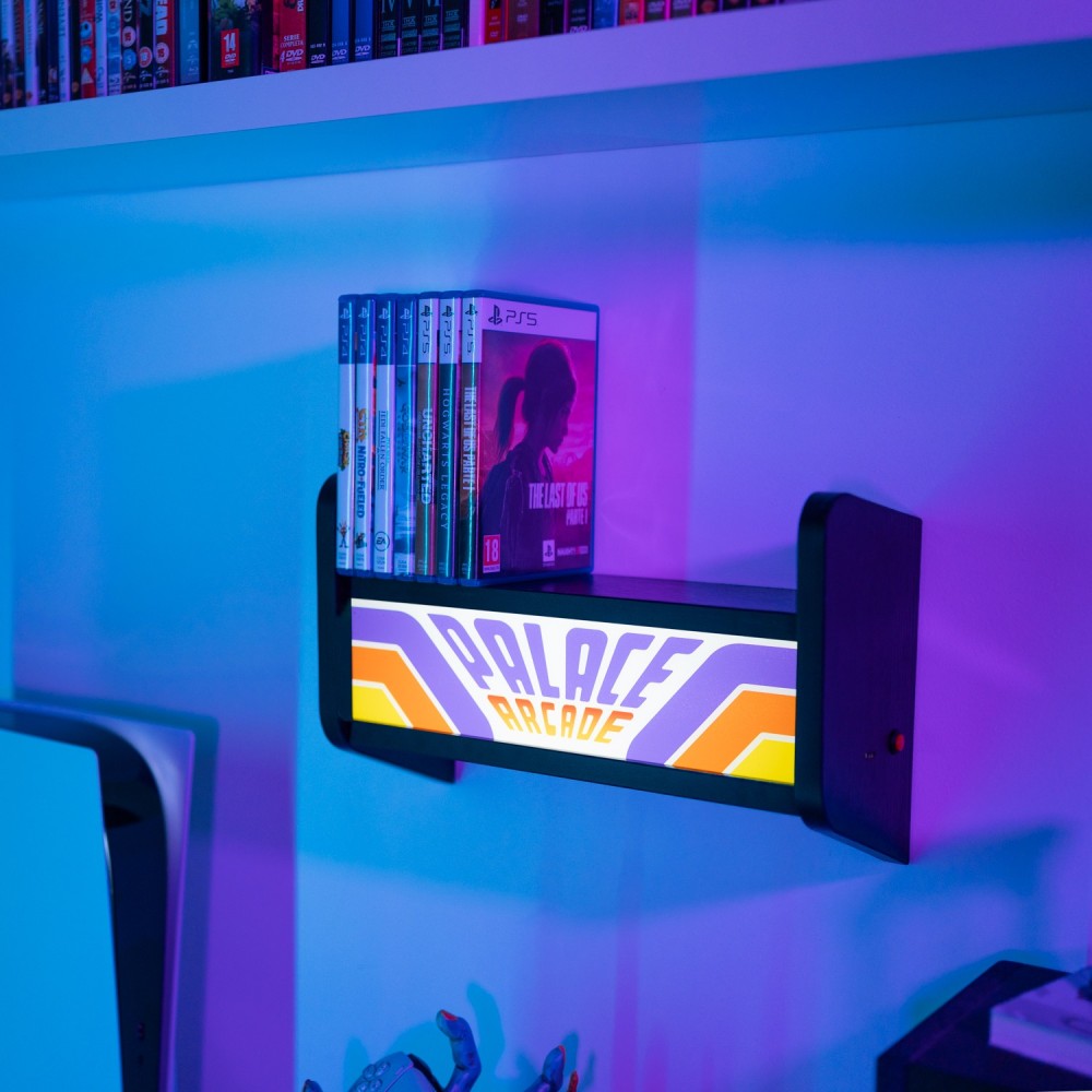 Stranger Things - Lampada (Palace Arcade) USB o Ricaricabile con Mensola da parete per Giochi o Console da Arcade, Luce d'Atmosfera, Regali per giocatori per camera Gaming, accessori per l'installazione di giochi, Gamer Gadget, Merchandise
