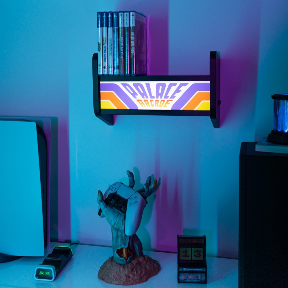 Stranger Things - Lampada (Palace Arcade) USB o Ricaricabile con Mensola da parete per Giochi o Console da Arcade, Luce d'Atmosfera, Regali per giocatori per camera Gaming, accessori per l'installazione di giochi, Gamer Gadget, Merchandise