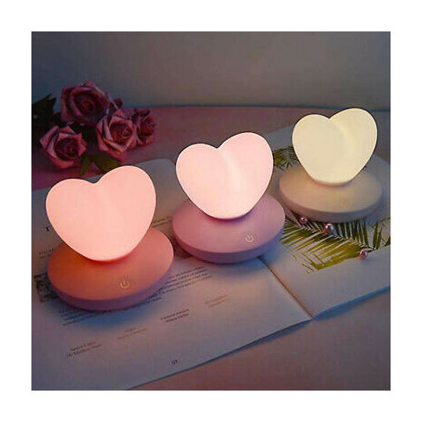 Lampada Notturna Emergenza Led Cuore Tavolo Batterie Usb Luce Notte Per Bambini