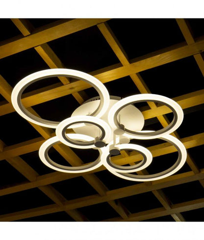 Lampadario Da Soffitto Led 6 Luci Cerchi Plafoniera Moderno Lampada Luce Calda