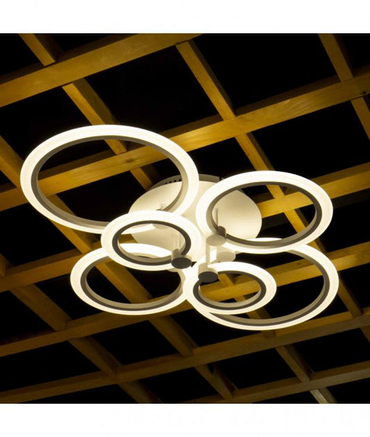 Lampadario Da Soffitto Led 6 Luci Cerchi Plafoniera Moderno Lampada Luce Calda