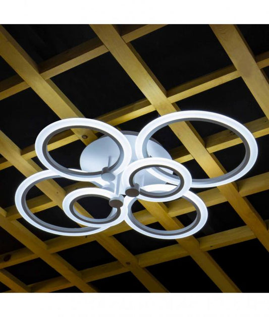 Lampadario Da Soffitto Led 6 Luci Cerchi Plafoniera Moderno Luce Bianca Fredda