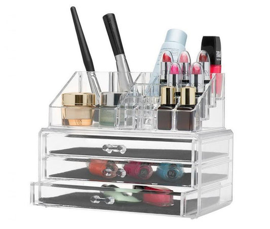 CONTENITORE ESPOSITORE BOX PER TRUCCO ORGANIZER PORTA COSMETICI MAKE UP ROSSETTO