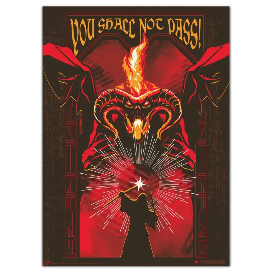 Poster Premium Luminoso  Il Signore degli Anelli Balrog Illumina al Buio 50x70cm Luminescente