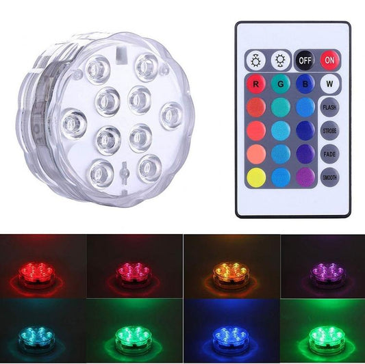 Faretto Lampada 10 Led Multicolor Sommergibile Impermeabile Per Piscina Acquario