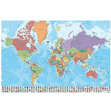 Maxi Poster (Mappamondo Cartina Geografica Gigante) Planisfero con Bandiere del Mondo Editato in Italiano 91x61 cm Incorniciabile da Muro Scuola Ufficio