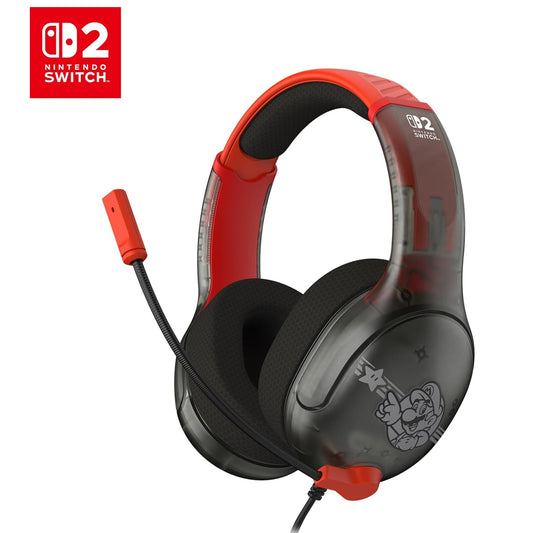TURTLE BEACH Airlite™ Fit Cuffie da gioco Wired Gaming per Nintendo Switch 1 e 2 (Super Mario Star) Microfono flip-and-mute, padiglioni auricolari dal comfort superiore, licenza ufficiale per tutti i Nintendo Switch (Black e Red)