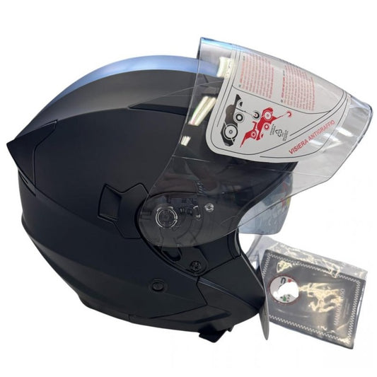 Casco Jet (Max) Moto Scooter Omologato Doppia Visiera Removibile (Nero Matt XL)