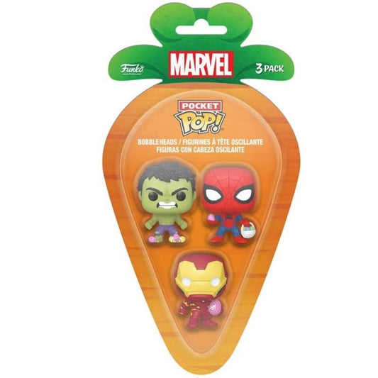 Funko Carrot Pocket Pop ! Marvel (Spider Man-Iron Man-Hulk) Vinyl Figure 4Cm