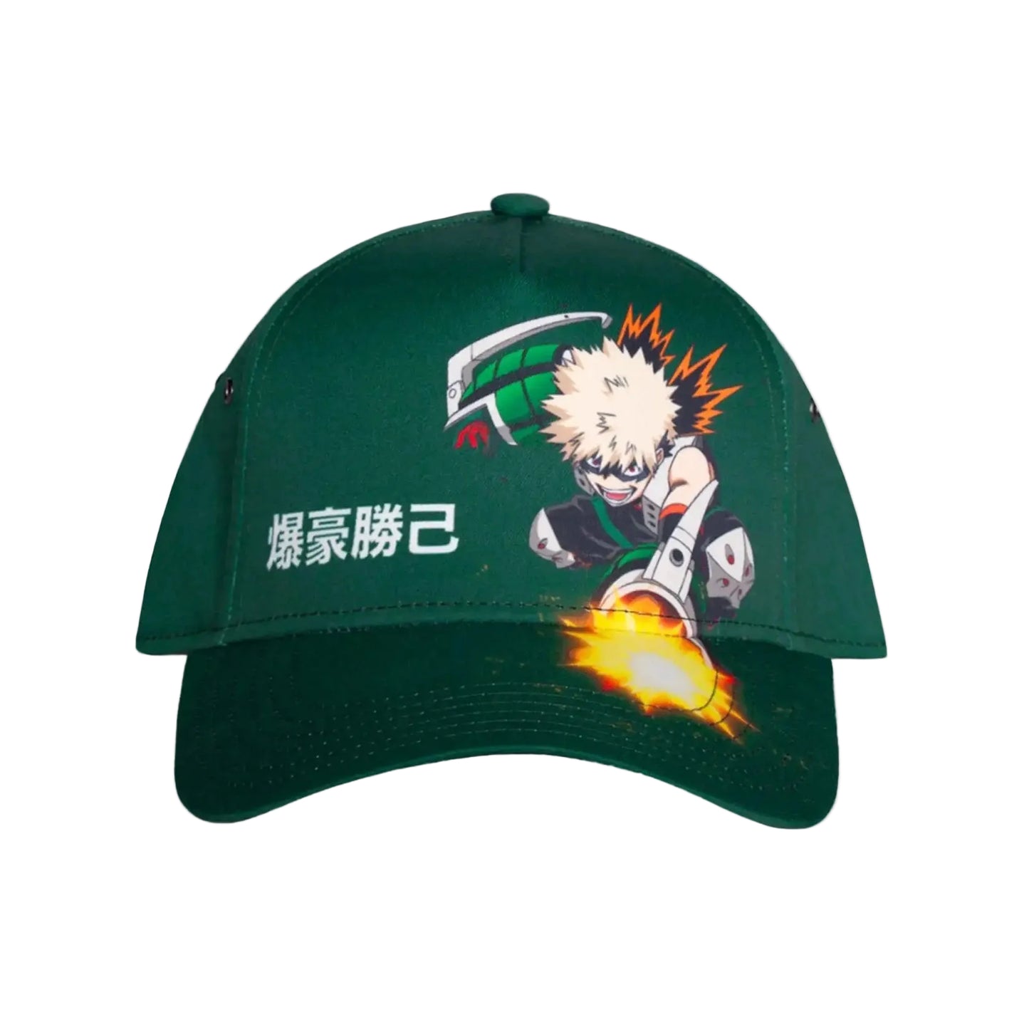 Difuzed - My Hero Academia (Katsuki Bakugo) Logo Ufficiale Strapback/Snapback - Berretto Cappello con Visiera Curva Cappellino Stile Basket/Baseball Cap Verde