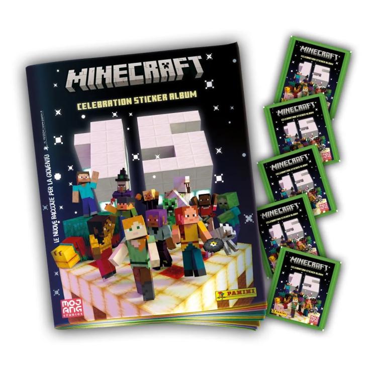 Panini Minecraft Celebration Starter Pack Sticker Album +5 Bustine - 25 Figurine