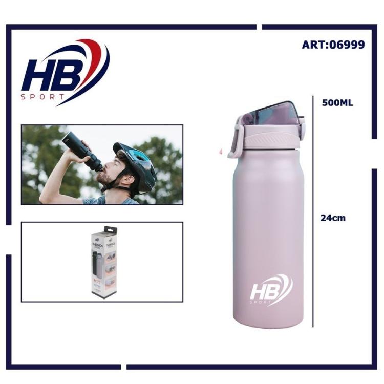 BORRACCIA TERMICA ACCIAIO INOX 500ml BOTTIGLIA THERMOS CON PIPETTA 12-24h BIANCO