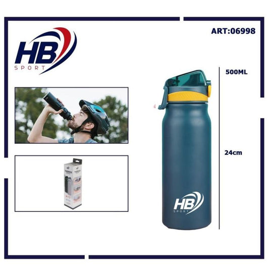 BORRACCIA TERMICA ACCIAIO INOX 500ml BOTTIGLIA THERMOS CON PIPETTA 12-24h BLU