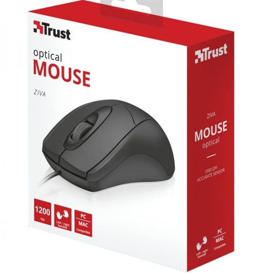 Trust Mouse Usb Ziva Pc Laptop 3 Pulsanti Con Filo Desktop Pc + Sensore Ottico
