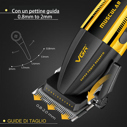 Vgr V-285 Muscular Rasoio Tagliacapelli Professionale 9000 RPM Display LED USB
