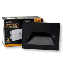 Universo Es49-G3c Punto Luce Segnapasso Rettangolare Led ad Incasso Cambia Colore CCT 3in1 da 3w 24° Da Esterno Ip65 Scatola 503 per Scale Giardino - Nero