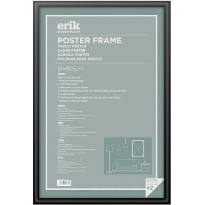 Grupo Erik: Cornice Poster 61 x 91,5 cm Nero Bombata da parete grande, in legno MDF Curvo , Cornice per Maglia da Calcio, Cornice per quadri grandi
