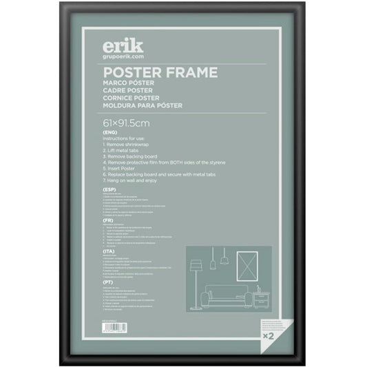 Grupo Erik: Cornice Poster 61 x 91,5 cm Nero Bombata da parete grande, in legno MDF Curvo , Cornice per Maglia da Calcio, Cornice per quadri grandi