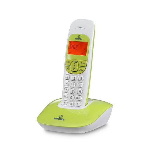Telefono Cordless Brondi Nice Portatile Senza Fili Batteria Bianco/Verde