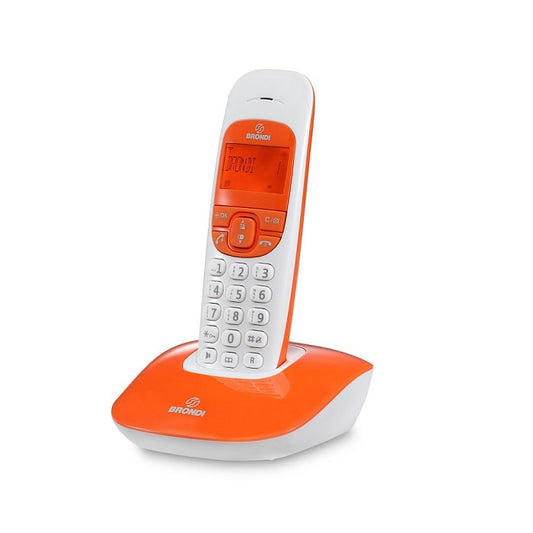 Telefono Cordless Brondi Nice Portatile Senza Fili Batteria Bianco/Arancione
