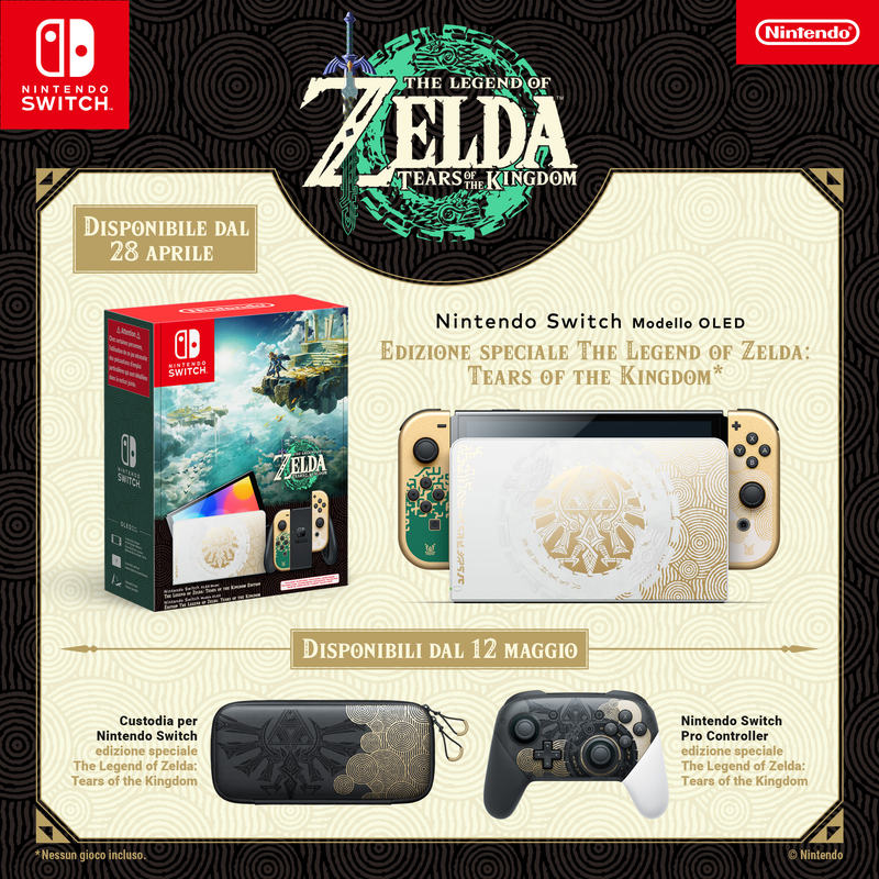 Nintendo Switch Custodia Zelda Tears Of The Kingdom Special Edition + Pellicola