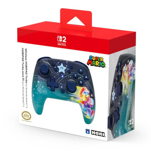 HORI - Wireless HORIPAD Turbo - Super Mario (Universe Mario)  Controller da Gaming Senza Fili per Nintendo Switch 2 Funziona anche con Nintendo Switch/Oled/Lite