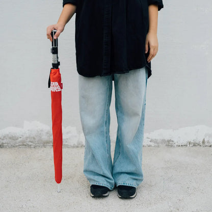 Star Wars Ombrello Premium Manuale con Luci Led Rosso Spada Laser (Darth Vader)