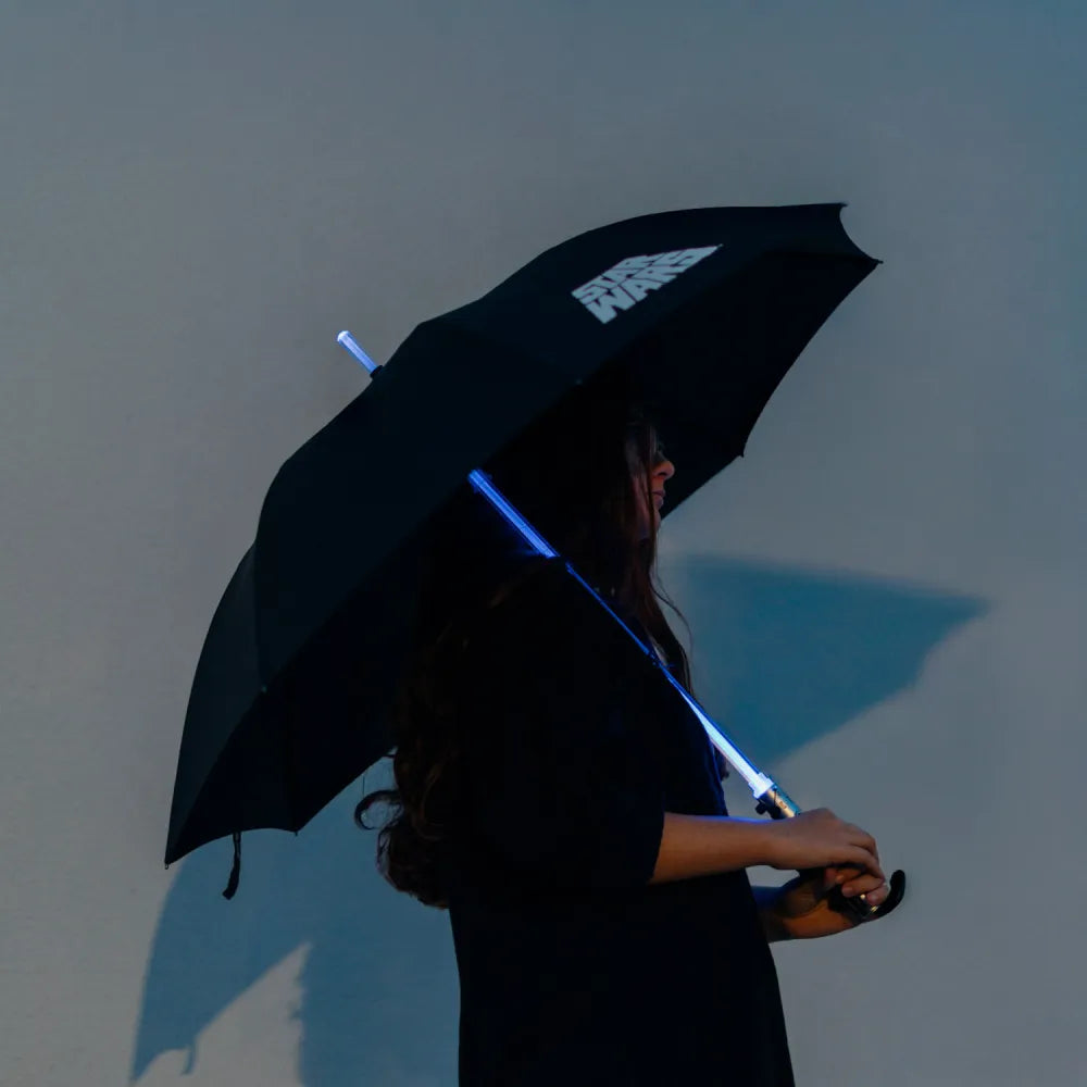 Star Wars Ombrello Premium Manuale con Luci Led Blu Spada Laser (Luke Skywalker)