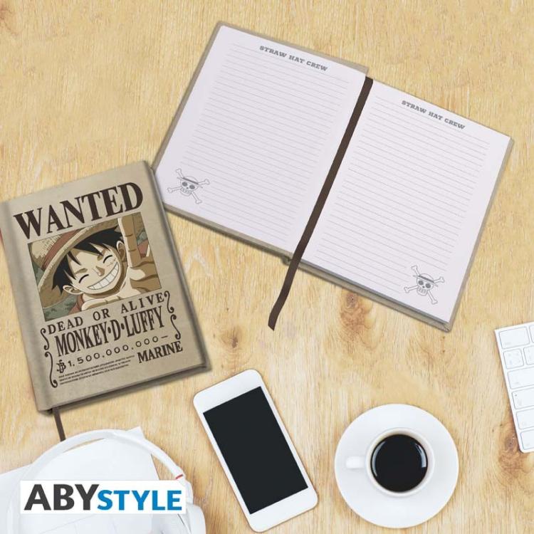 One Piece Taccuino A5 Wanted Monkey D.Luffy Abystyle Collezione Notebook Op