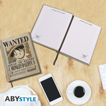 One Piece Taccuino A5 Wanted Monkey D.Luffy Abystyle Collezione Notebook Op