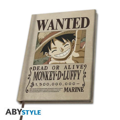 One Piece Taccuino A5 Wanted Monkey D.Luffy Abystyle Collezione Notebook Op