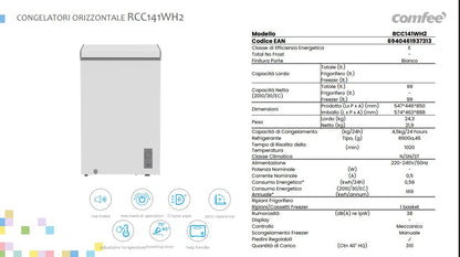 Comfee RCC141WH2 Congelatore a Pozzetto Libera Installazione 99L Bianco