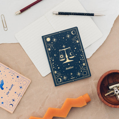 Astrale (The Lovers, Justice, World) Set 3 Quaderni A6 per Appunti: Bullet Journal Puntinato, a Righe e a Pagine Bianche con Copertina Flessibile, 64 Pagine ciascuno
