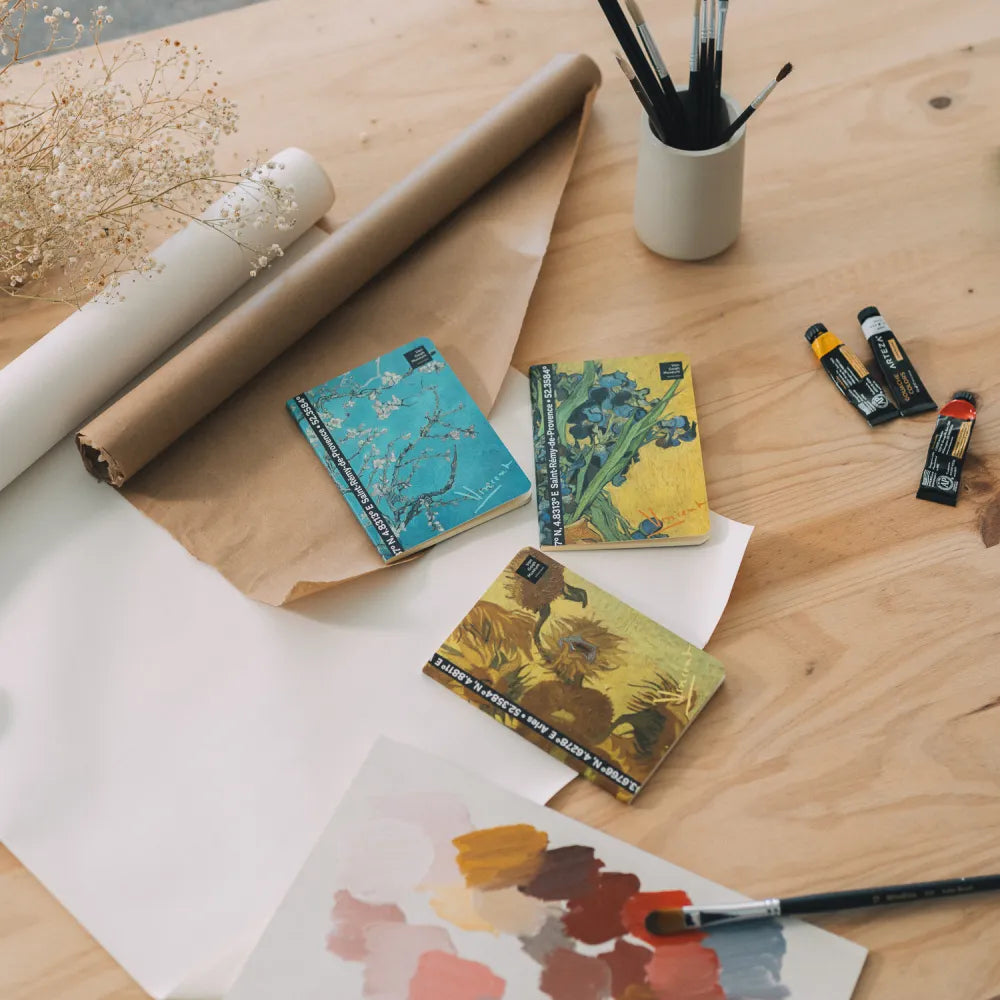 Van Gogh (Museum) Set 3 Quaderni A6 per Appunti: Bullet Journal Puntinato, a Righe e a Pagine Bianche con Copertina Flessibile, 64 Pagine ciascuno