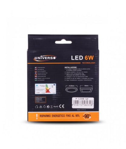 Plafoniera Esterno Led Faretto Faro Pannello Rotondo 6W-Luce Bianca Fredda 6500K