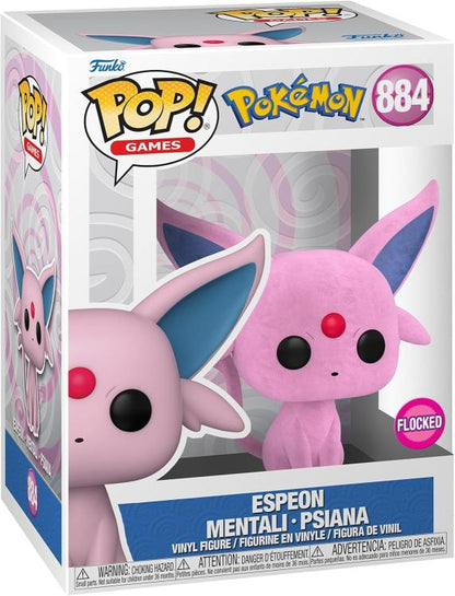 Funko Pop ! Games Pokemon - (884) Espeon Mentali Psiana Flocked Vinyl Figure 9Cm