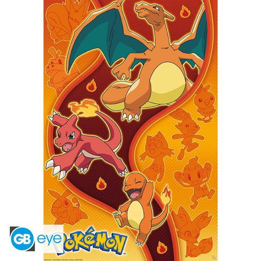 ABYSTYLE (POKEMON ) MAXY POSTER: "FUOCO" CHARIZARD/CHARMANDER (91,5X61cm) GB EYE